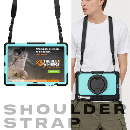 For Samsung Galaxy Tab S10 FE+ D Type Silicone Hybrid PC Tablet Case with Handle Holder(Light Blue PC) by bashfashion