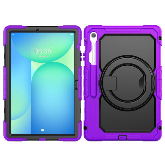 For Samsung Galaxy Tab S10 FE+ D Type Silicone Hybrid PC Tablet Case with Handle Holder(Purple) by bashfashion