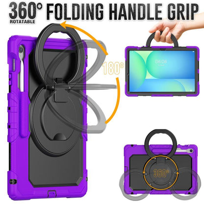 For Samsung Galaxy Tab S10 FE+ D Type Silicone Hybrid PC Tablet Case with Handle Holder(Purple) by bashfashion