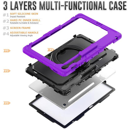 For Samsung Galaxy Tab S10 FE+ D Type Silicone Hybrid PC Tablet Case with Handle Holder(Purple) by bashfashion