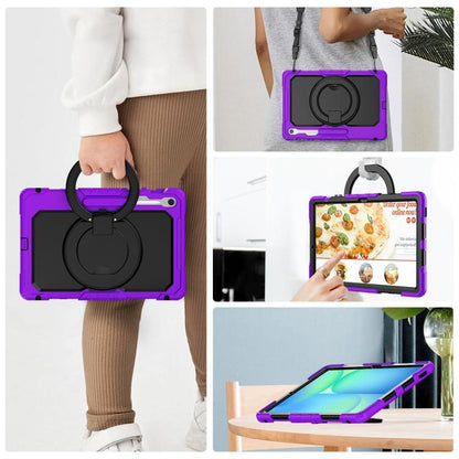 For Samsung Galaxy Tab S10 FE+ D Type Silicone Hybrid PC Tablet Case with Handle Holder(Purple) by bashfashion