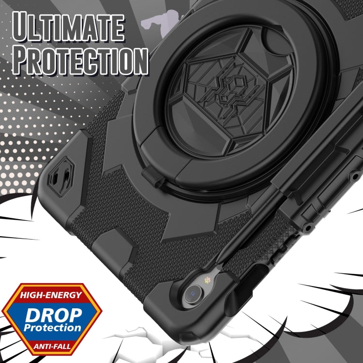 For Samsung Galaxy Tab S9 Spider Rotation Handle Silicone Hybrid PC Tablet Case(Black) by bashfashion