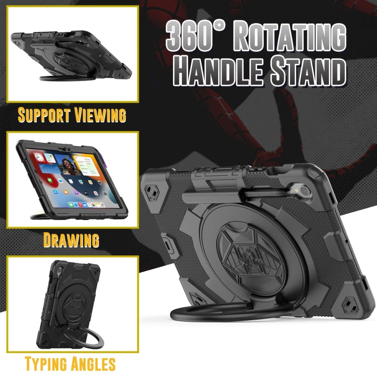 For Samsung Galaxy Tab S9 Spider Rotation Handle Silicone Hybrid PC Tablet Case(Black) by bashfashion
