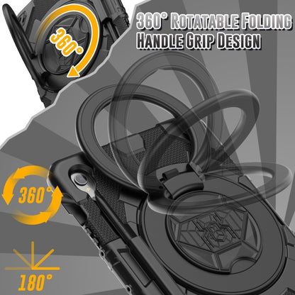 For Samsung Galaxy Tab S9 Spider Rotation Handle Silicone Hybrid PC Tablet Case(Black) by bashfashion