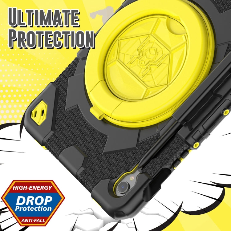 For Samsung Galaxy Tab S9 Spider Rotation Handle Silicone Hybrid PC Tablet Case(Black Yellow) by bashfashion