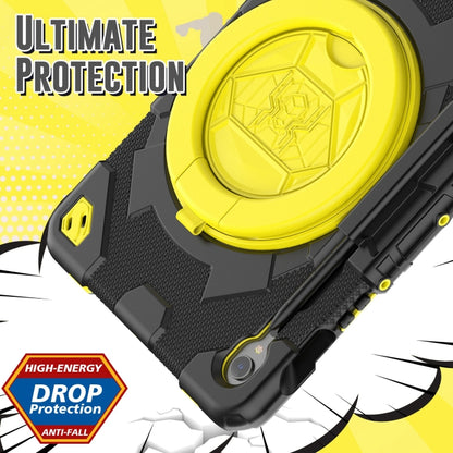 For Samsung Galaxy Tab S9 Spider Rotation Handle Silicone Hybrid PC Tablet Case(Black Yellow) by bashfashion