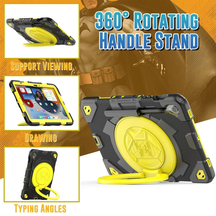 For Samsung Galaxy Tab S9 Spider Rotation Handle Silicone Hybrid PC Tablet Case(Black Yellow) by bashfashion