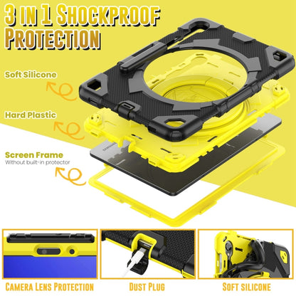 For Samsung Galaxy Tab S9 Spider Rotation Handle Silicone Hybrid PC Tablet Case(Black Yellow) by bashfashion