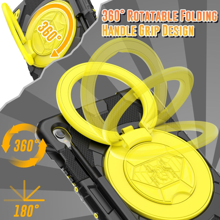 For Samsung Galaxy Tab S9 Spider Rotation Handle Silicone Hybrid PC Tablet Case(Black Yellow) by bashfashion