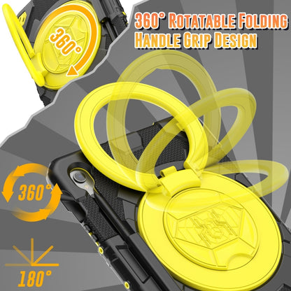 For Samsung Galaxy Tab S9 Spider Rotation Handle Silicone Hybrid PC Tablet Case(Black Yellow) by bashfashion