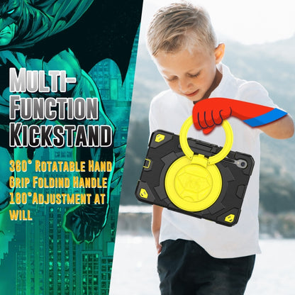 For Samsung Galaxy Tab S9 Spider Rotation Handle Silicone Hybrid PC Tablet Case(Black Yellow) by bashfashion