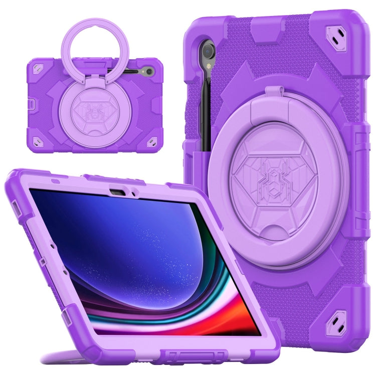 For Samsung Galaxy Tab S9 Spider Rotation Handle Silicone Hybrid PC Tablet Case(Purple) by bashfashion