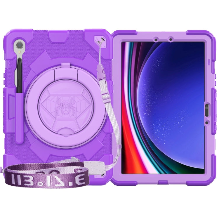 For Samsung Galaxy Tab S9 Spider Rotation Handle Silicone Hybrid PC Tablet Case(Purple) by bashfashion