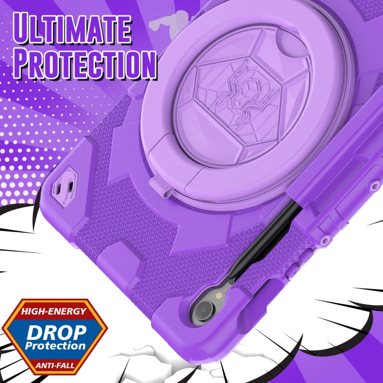 For Samsung Galaxy Tab S9 Spider Rotation Handle Silicone Hybrid PC Tablet Case(Purple) by bashfashion