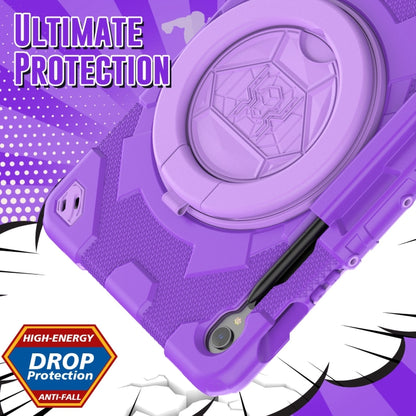 For Samsung Galaxy Tab S9 Spider Rotation Handle Silicone Hybrid PC Tablet Case(Purple) by bashfashion