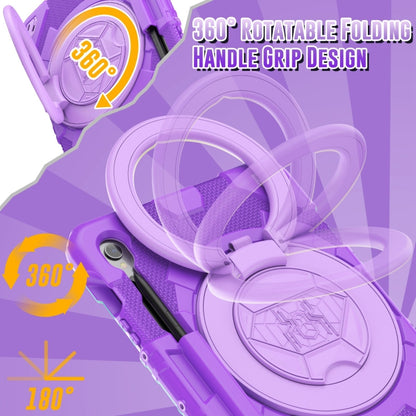 For Samsung Galaxy Tab S9 Spider Rotation Handle Silicone Hybrid PC Tablet Case(Purple) by bashfashion