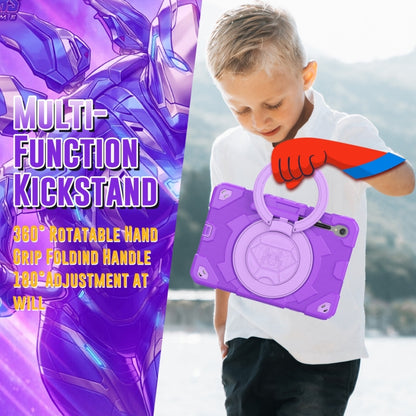 For Samsung Galaxy Tab S9 Spider Rotation Handle Silicone Hybrid PC Tablet Case(Purple) by bashfashion