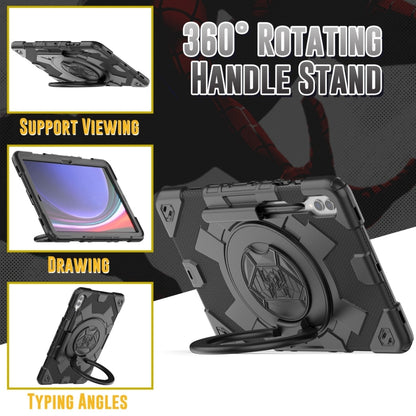 For Samsung Galaxy Tab S9+ / S10+ Spider Rotation Handle Silicone Hybrid PC Tablet Case(Black) by bashfashion