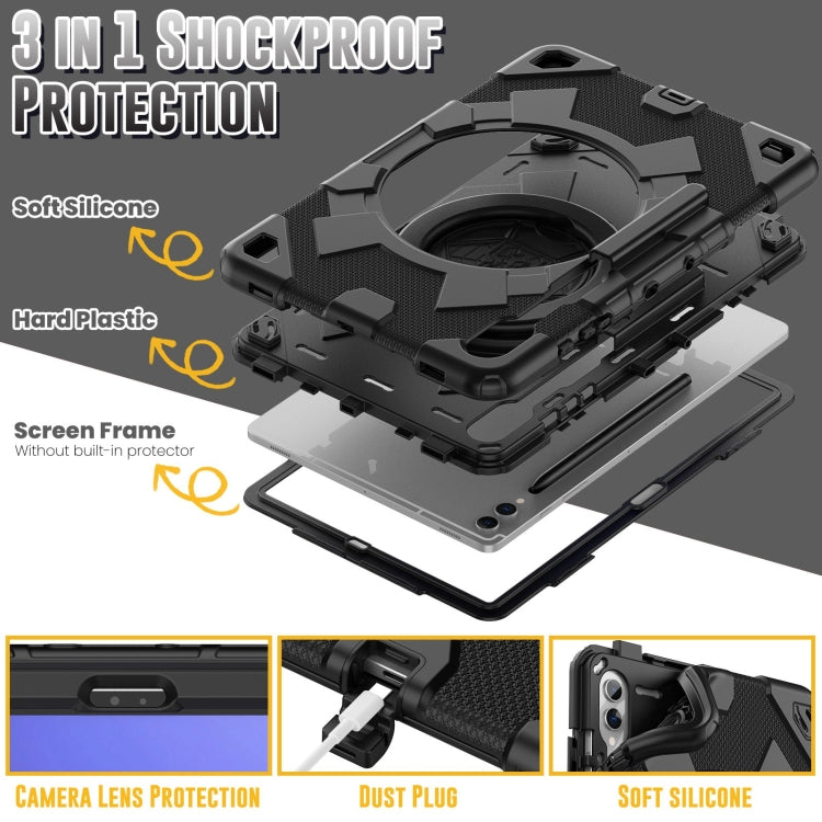 For Samsung Galaxy Tab S9+ / S10+ Spider Rotation Handle Silicone Hybrid PC Tablet Case(Black) by bashfashion