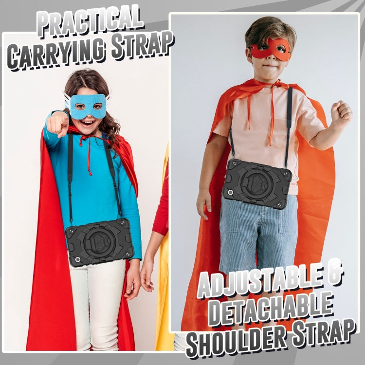 For Samsung Galaxy Tab A11 / A9 Spider Rotation Handle Silicone Hybrid PC Tablet Case(Black) by bashfashion