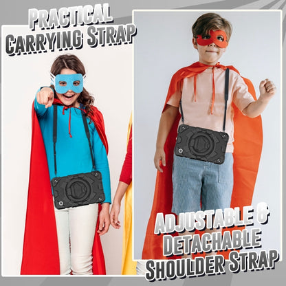 For Samsung Galaxy Tab A11 / A9 Spider Rotation Handle Silicone Hybrid PC Tablet Case(Black) by bashfashion