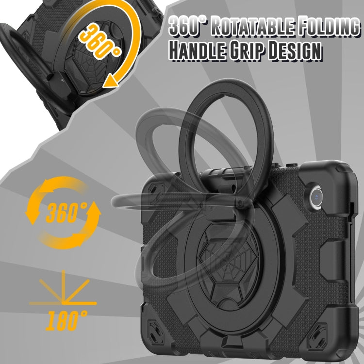 For Samsung Galaxy Tab A11 / A9 Spider Rotation Handle Silicone Hybrid PC Tablet Case(Black) by bashfashion