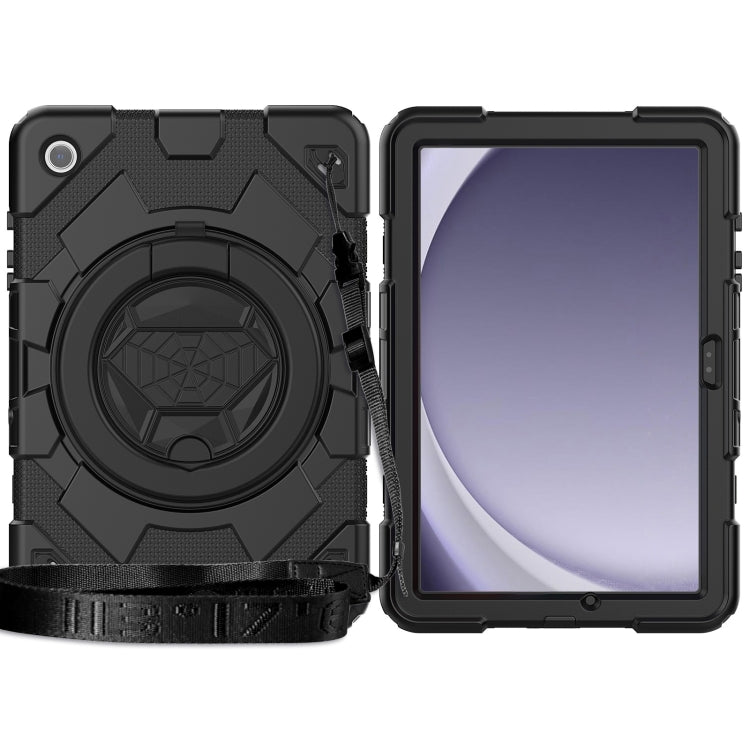 For Samsung Galaxy Tab A11+ / A9+ Spider Rotation Handle Silicone Hybrid PC Tablet Case(Black) by bashfashion