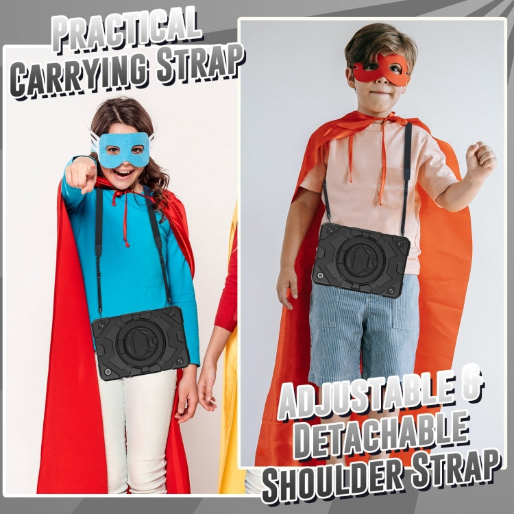 For Samsung Galaxy Tab A11+ / A9+ Spider Rotation Handle Silicone Hybrid PC Tablet Case(Black) by bashfashion