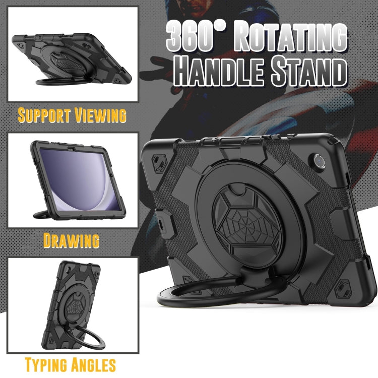 For Samsung Galaxy Tab A11+ / A9+ Spider Rotation Handle Silicone Hybrid PC Tablet Case(Black) by bashfashion