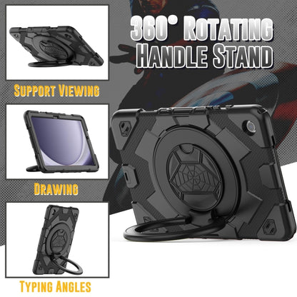 For Samsung Galaxy Tab A11+ / A9+ Spider Rotation Handle Silicone Hybrid PC Tablet Case(Black) by bashfashion
