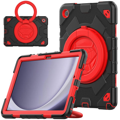 For Samsung Galaxy Tab A11+ / A9+ Spider Rotation Handle Silicone Hybrid PC Tablet Case(Black Red) by bashfashion