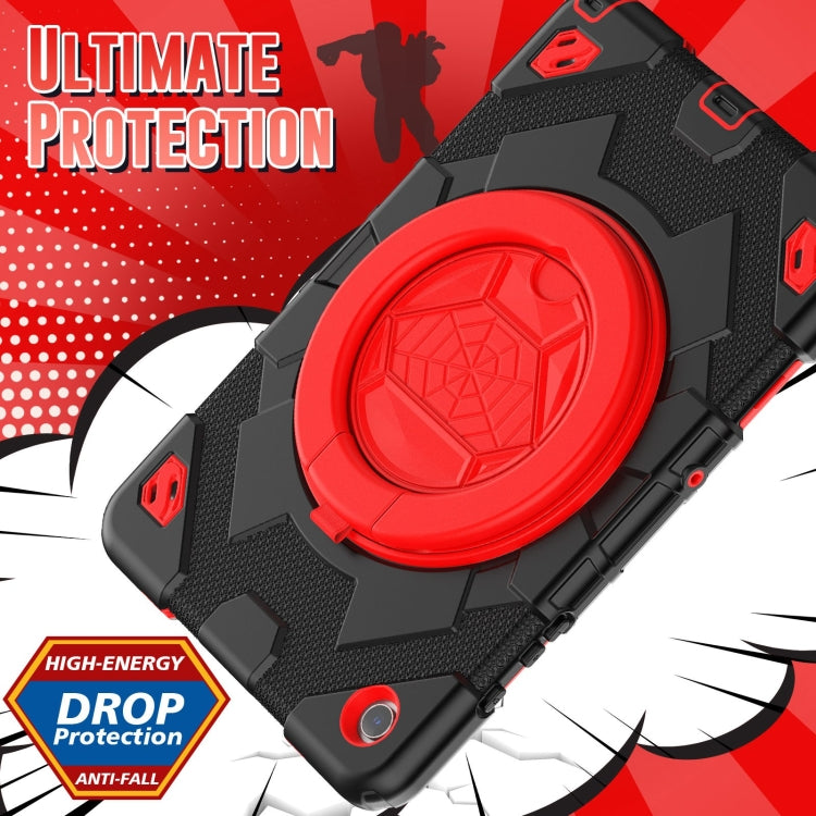 For Samsung Galaxy Tab A11+ / A9+ Spider Rotation Handle Silicone Hybrid PC Tablet Case(Black Red) by bashfashion