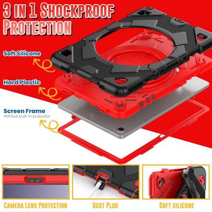 For Samsung Galaxy Tab A11+ / A9+ Spider Rotation Handle Silicone Hybrid PC Tablet Case(Black Red) by bashfashion