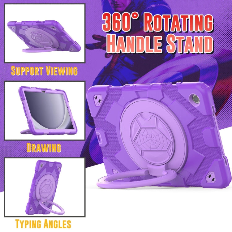 For Samsung Galaxy Tab A11+ / A9+ Spider Rotation Handle Silicone Hybrid PC Tablet Case(Purple) by bashfashion