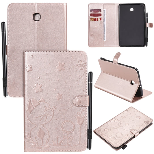 For Samsung Galaxy Tab A8.0 (2018) T387 Cat Bee Embossing Pattern Shockproof Table PC Protective Horizontal Flip Leather Case with Holder & Card Slots & Wallet & Pen Slot(Rose Gold) by bashfashion