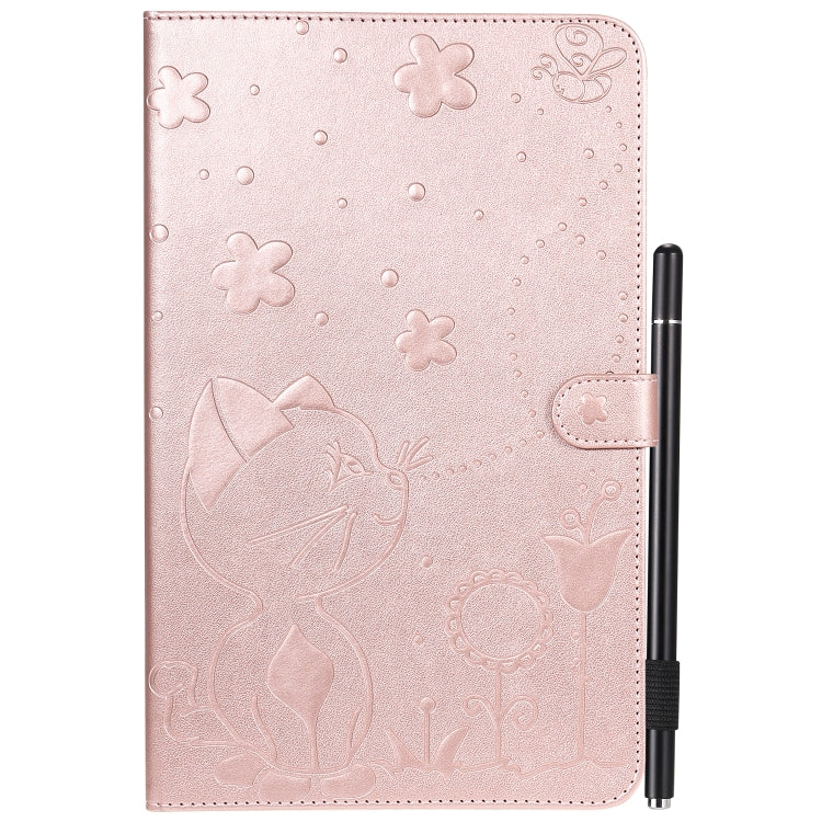 For Samsung Galaxy Tab E9.6 T560 Cat Bee Embossing Pattern Shockproof Table PC Protective Horizontal Flip Leather Case with Holder & Card Slots & Wallet & Pen Slot(Rose Gold) by bashfashion