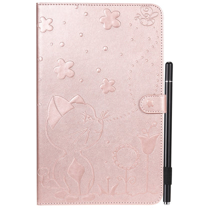 For Samsung Galaxy Tab E9.6 T560 Cat Bee Embossing Pattern Shockproof Table PC Protective Horizontal Flip Leather Case with Holder & Card Slots & Wallet & Pen Slot(Rose Gold) by bashfashion
