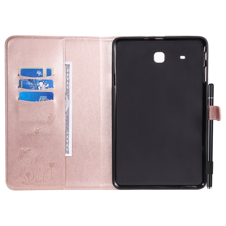 For Samsung Galaxy Tab E9.6 T560 Cat Bee Embossing Pattern Shockproof Table PC Protective Horizontal Flip Leather Case with Holder & Card Slots & Wallet & Pen Slot(Rose Gold) by bashfashion