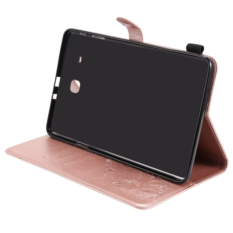 For Samsung Galaxy Tab E9.6 T560 Cat Bee Embossing Pattern Shockproof Table PC Protective Horizontal Flip Leather Case with Holder & Card Slots & Wallet & Pen Slot(Rose Gold) by bashfashion