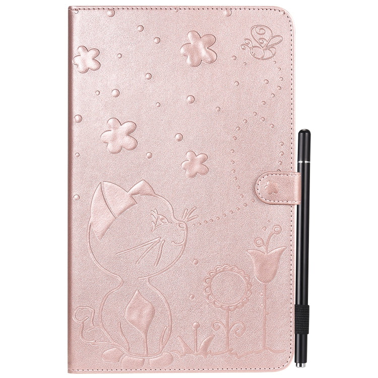 For Samsung Galaxy Tab A10.1 (2016) T580 Cat Bee Embossing Pattern Shockproof Table PC Protective Horizontal Flip Leather Case with Holder & Card Slots & Wallet & Pen Slot(Rose Gold) by bashfashion