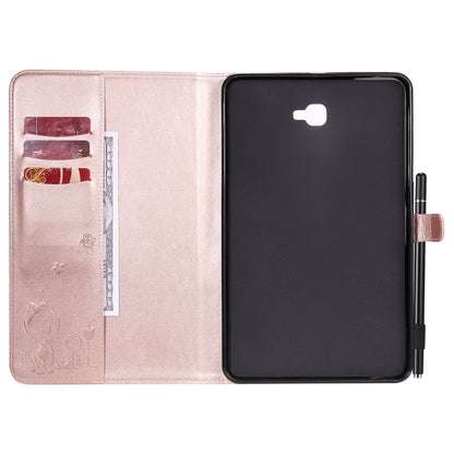 For Samsung Galaxy Tab A10.1 (2016) T580 Cat Bee Embossing Pattern Shockproof Table PC Protective Horizontal Flip Leather Case with Holder & Card Slots & Wallet & Pen Slot(Rose Gold) by bashfashion