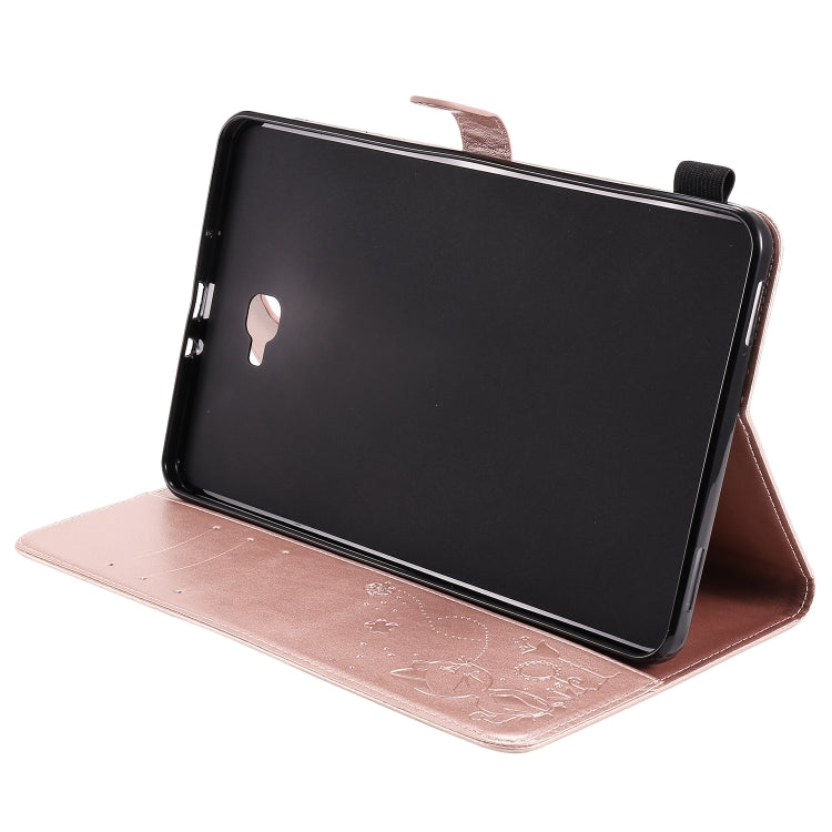 For Samsung Galaxy Tab A10.1 (2016) T580 Cat Bee Embossing Pattern Shockproof Table PC Protective Horizontal Flip Leather Case with Holder & Card Slots & Wallet & Pen Slot(Rose Gold) by bashfashion