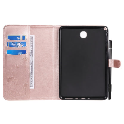For Samsung Galaxy Tab A8.0 (2015) T350 Cat Bee Embossing Pattern Shockproof Table PC Protective Horizontal Flip Leather Case with Holder & Card Slots & Wallet & Pen Slot & Wake-up / Sleep Function(Rose Gold) by bashfashion