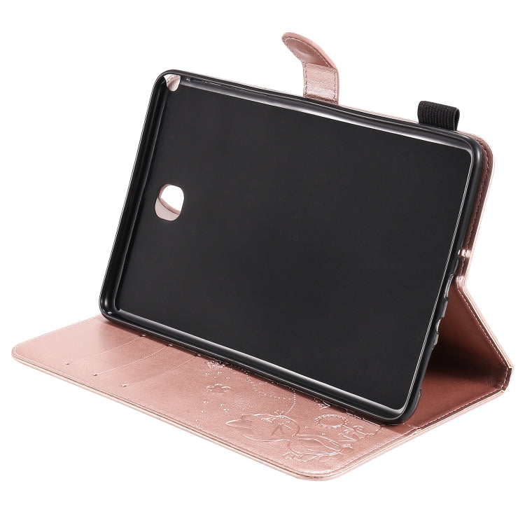 For Samsung Galaxy Tab A8.0 (2015) T350 Cat Bee Embossing Pattern Shockproof Table PC Protective Horizontal Flip Leather Case with Holder & Card Slots & Wallet & Pen Slot & Wake-up / Sleep Function(Rose Gold) by bashfashion