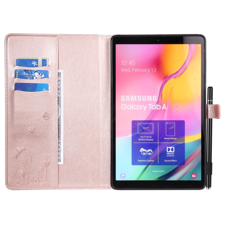 For Samsung Galaxy Tab A9.7 T550 Cat Bee Embossing Pattern Shockproof Table PC Protective Horizontal Flip Leather Case with Holder & Card Slots & Wallet & Pen Slot & Wake-up / Sleep Function(Rose Gold) by bashfashion