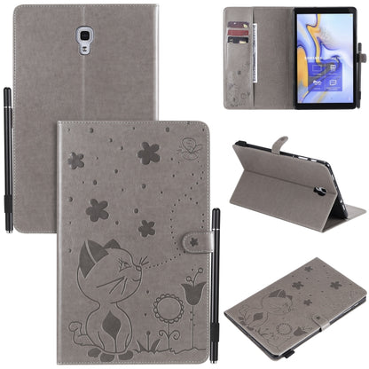 For Samsung Galaxy Tab A10.5 T590 / T595 Cat Bee Embossing Pattern Shockproof Table PC Protective Horizontal Flip Leather Case with Holder & Card Slots & Wallet & Pen Slot & Wake-up / Sleep Function(Grey) by bashfashion