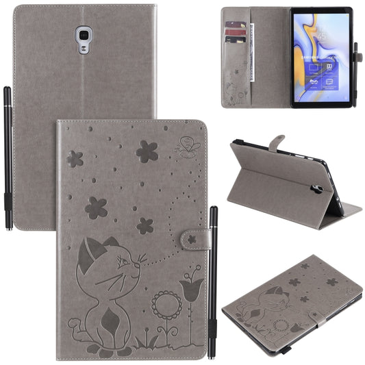 For Samsung Galaxy Tab A10.5 T590 / T595 Cat Bee Embossing Pattern Shockproof Table PC Protective Horizontal Flip Leather Case with Holder & Card Slots & Wallet & Pen Slot & Wake-up / Sleep Function(Grey) by bashfashion