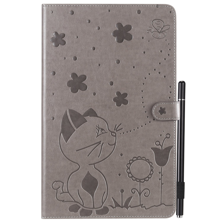 For Samsung Galaxy Tab A10.5 T590 / T595 Cat Bee Embossing Pattern Shockproof Table PC Protective Horizontal Flip Leather Case with Holder & Card Slots & Wallet & Pen Slot & Wake-up / Sleep Function(Grey) by bashfashion
