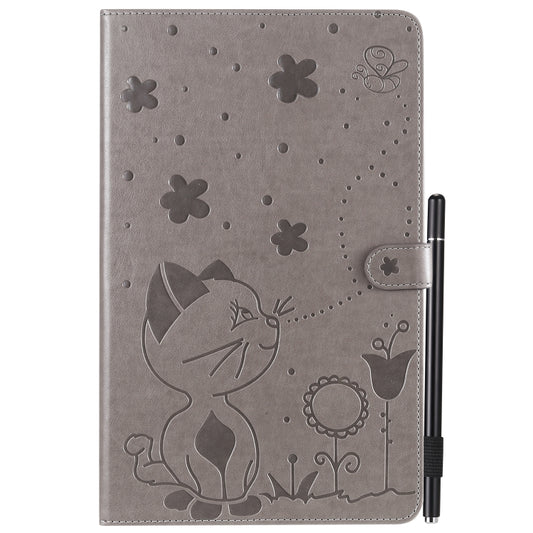 For Samsung Galaxy Tab A10.5 T590 / T595 Cat Bee Embossing Pattern Shockproof Table PC Protective Horizontal Flip Leather Case with Holder & Card Slots & Wallet & Pen Slot & Wake-up / Sleep Function(Grey) by bashfashion