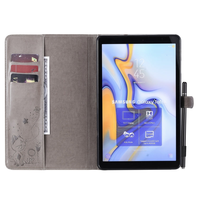 For Samsung Galaxy Tab A10.5 T590 / T595 Cat Bee Embossing Pattern Shockproof Table PC Protective Horizontal Flip Leather Case with Holder & Card Slots & Wallet & Pen Slot & Wake-up / Sleep Function(Grey) by bashfashion